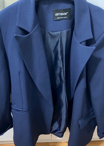 Navy Düğmeli Kadın Uzun Ceket - Görsel 4