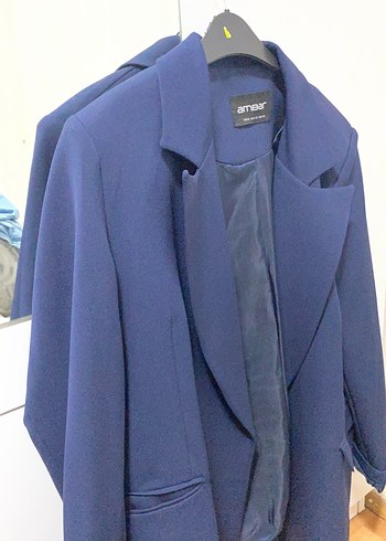 Navy Düğmeli Kadın Uzun Ceket - Görsel 2