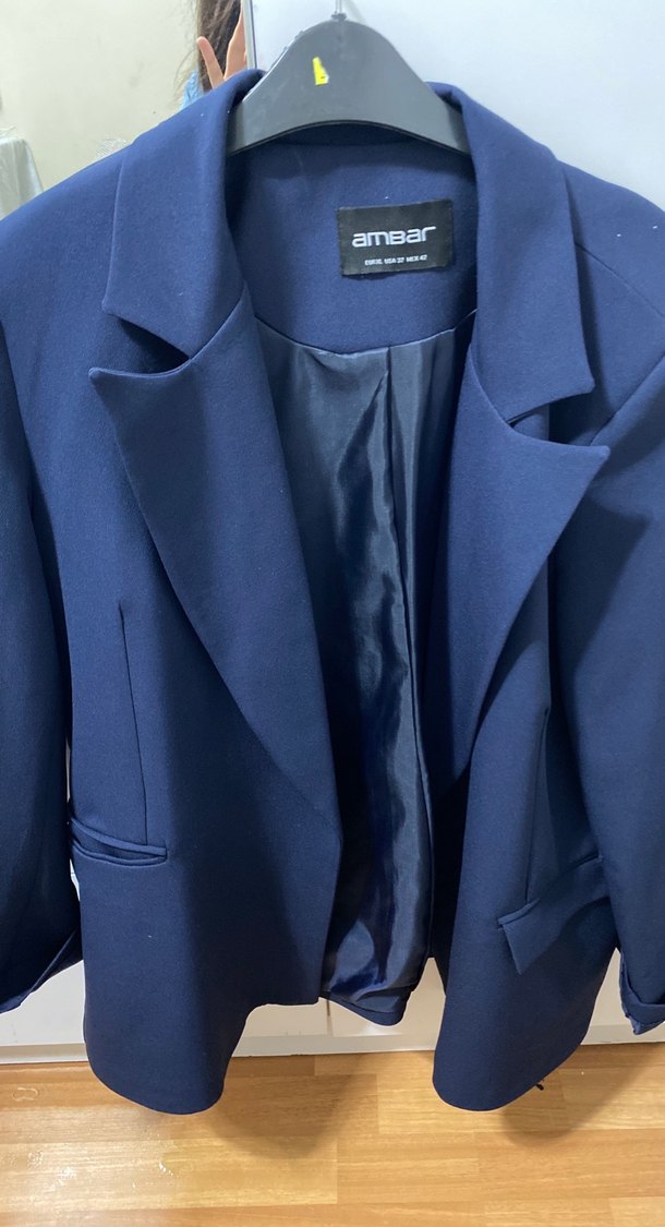 Navy Düğmeli Kadın Uzun Ceket - Görsel 4