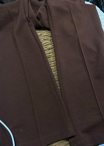 Düğmeli Kahverengi Kadın Kumaş Pantolon - Görsel 2