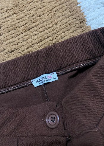 Düğmeli Kahverengi Kadın Kumaş Pantolon - Görsel 3