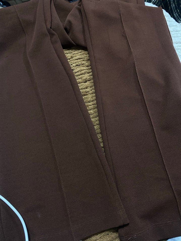 Düğmeli Kahverengi Kadın Kumaş Pantolon - Görsel 2