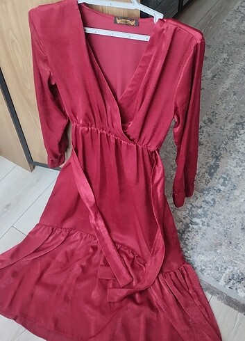 Diğer Kırmızı uzun şık elbise