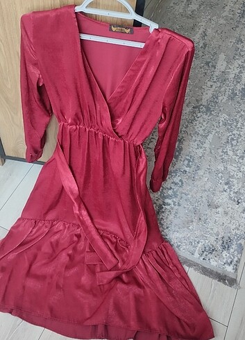 l Beden Kırmızı uzun şık elbise