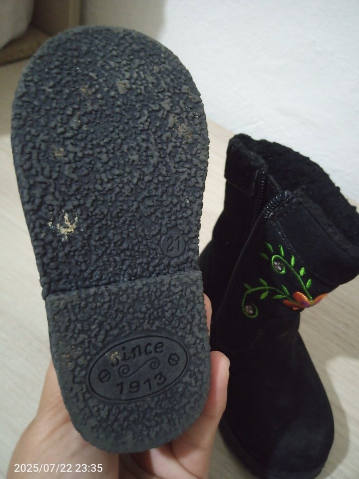 Nakışlı Kız Çocuk Siyah Bot - Görsel 2