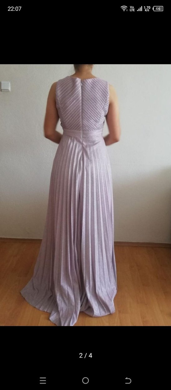 Uzun Pilili lila Abiye Elbise - Görsel 2