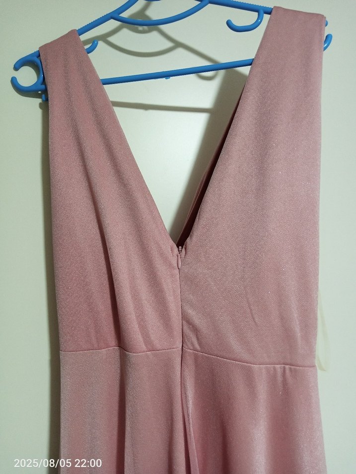 Pembe simli Uzun Abiye Elbise - Görsel 4