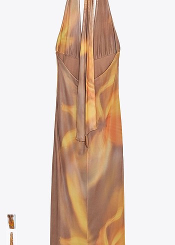 Zara desenli tül halter yaka midi elbise - Görsel 3