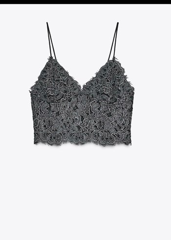 Zara işlemeli crop top gümüş - Görsel 2