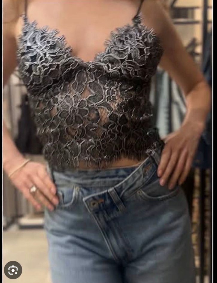 Zara işlemeli crop top gümüş - Görsel 3