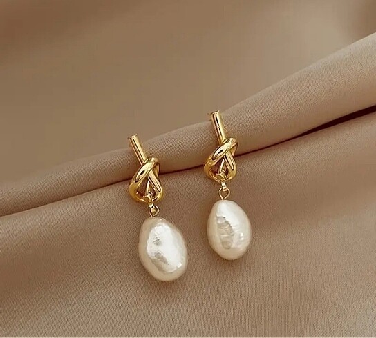 Elegant Düğüm Barok Tarzı Sahte İnci Küpeler, 1 Çift, Alaşım