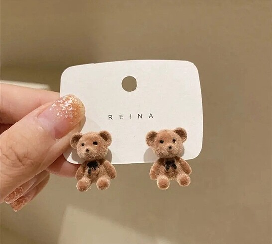 Sevimli peluş ayıcık küpe