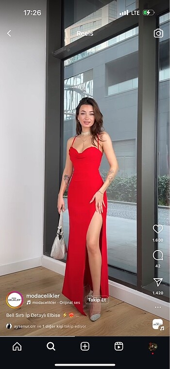 moda celikler kırmızı elbise