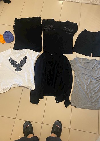 6 ADET HePSİ BİRARADA Siyah Düğmeli Kısa Kollu Hamile Tişört - Görsel 5