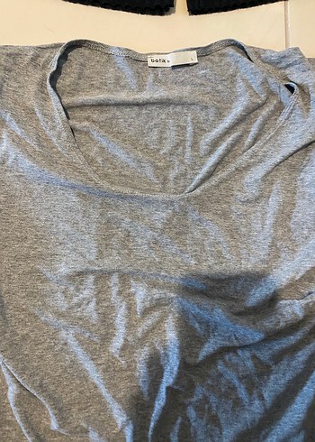 6 ADET HePSİ BİRARADA Siyah Düğmeli Kısa Kollu Hamile Tişört - Görsel 2