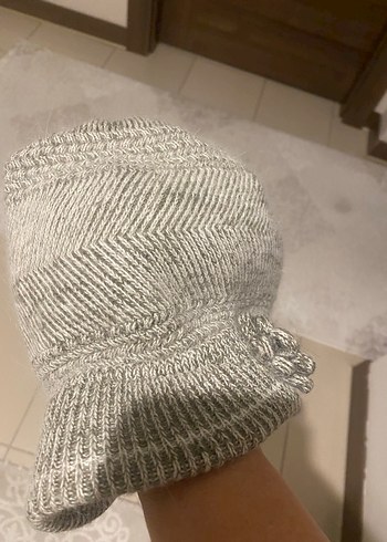 Gri Örgü Kadın Bere - Görsel 4