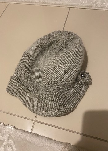 Gri Örgü Kadın Bere - Görsel 3