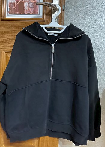 Armalife Siyah Fermuarlı Yüksek Yakalı Kadın Sweatshirt