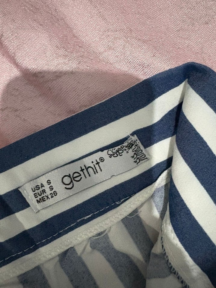 Mavi Çizgili Pilili Kadın Kumaş Pantolon - Görsel 2