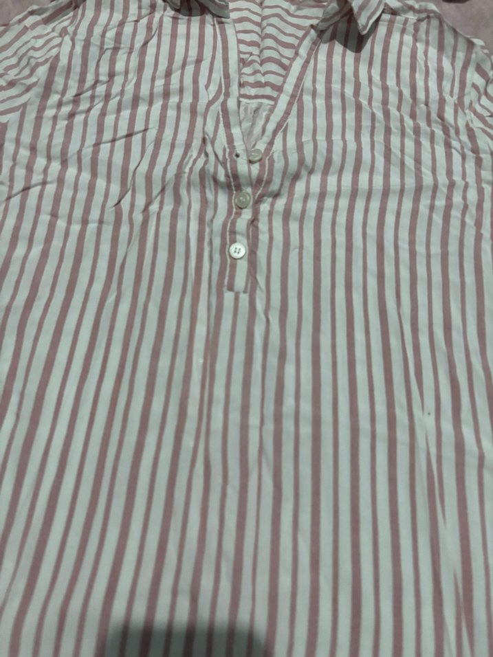 Bej Çizgili Uzun Kollu Kadın Gömlek - Görsel 3