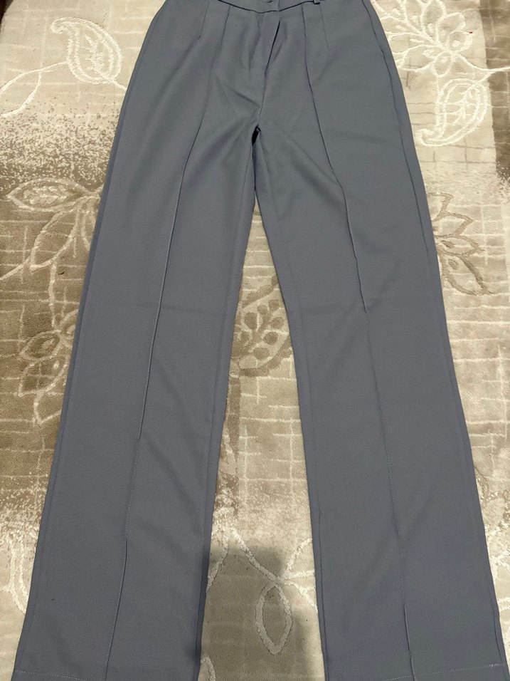 Gri  Kumaş Kadın Pantolon - Görsel 3