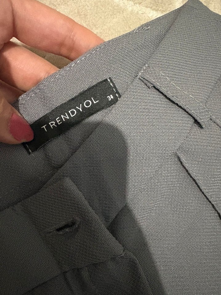 Gri  Kumaş Kadın Pantolon - Görsel 2