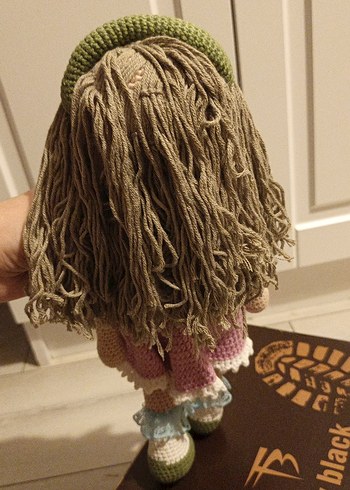 El Örgüsü Amigurumi Taçlı Elbiseli Organik Oyuncak Bebek - Görsel 5