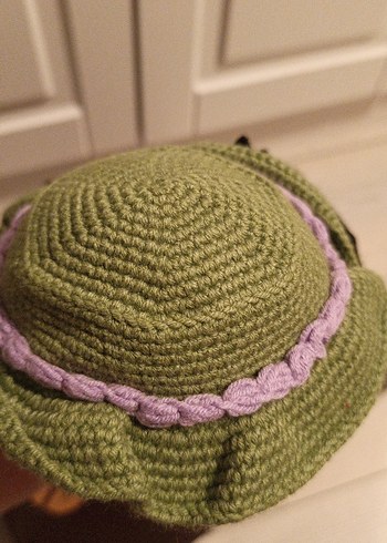 Amigurumi Organik El Yapımı Bebek  Çok Saçlı Mor Elbiseli - Görsel 5