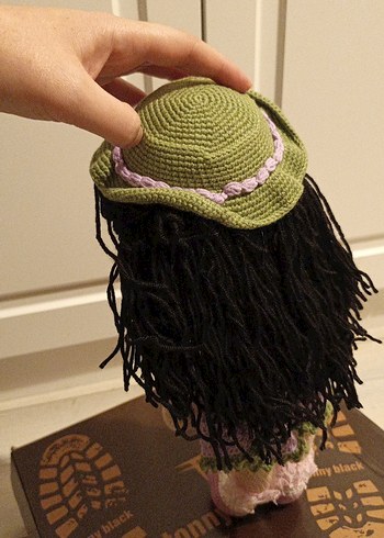 Amigurumi Organik El Yapımı Bebek  Çok Saçlı Mor Elbiseli - Görsel 3