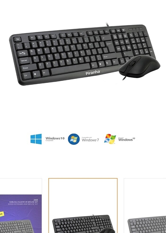 Piranha kablolu klavye mouse set - Görsel 3
