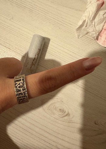 Bohem truth yazılı Gri Yüzük gotik