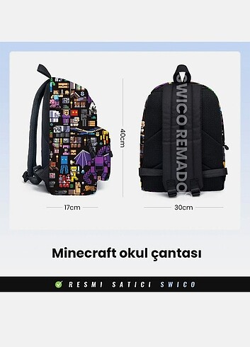  Beden çeşitli Renk Minecraft ilkokul çantası 