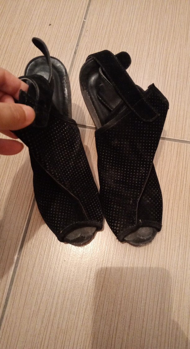 Siyah Goth Kadın Dolgu Topuklu ayakkabı - Görsel 2