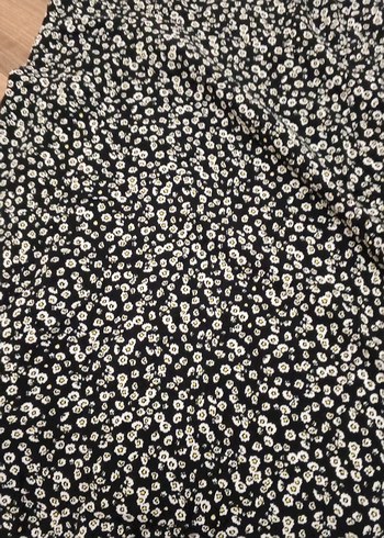 Siyah Çiçek Desenli Midi Strappy Elbise - Görsel 3
