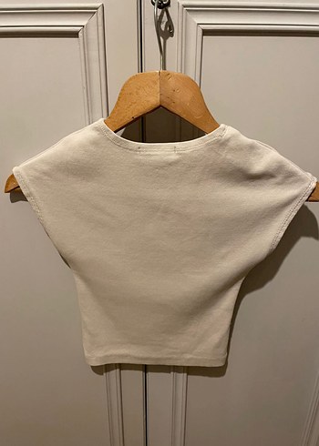 xs Beden Stradivarius Bej Kısa Kollu Crop Tişört