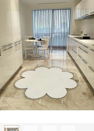 Dekoratıf papatya model peluş halı