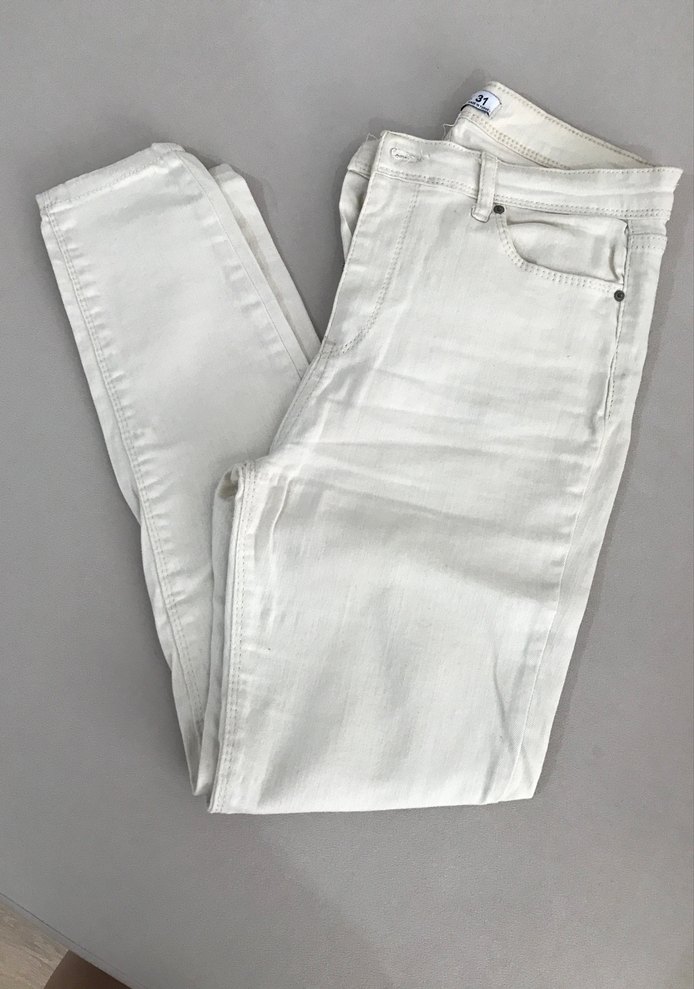 Krem Dar Kesim Denim Kadın Jean - Görsel 2