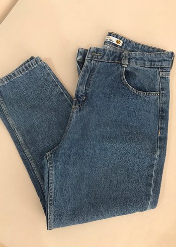 38 Beden Kadın Mavi Denim Salaş Mom Jean