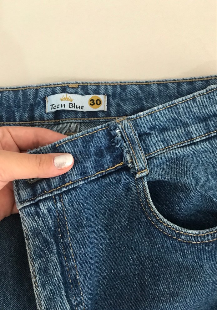 Kadın Mavi Denim Salaş Mom Jean - Görsel 2