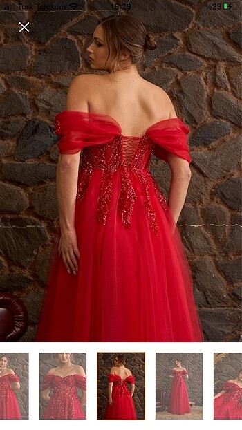 Kırmızı transparan arkası bağcıklı kına elbisesi-kınalık - Görsel 5