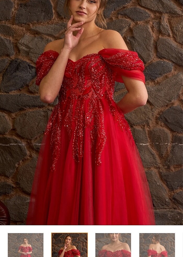 Kırmızı transparan arkası bağcıklı kına elbisesi-kınalık - Görsel 4