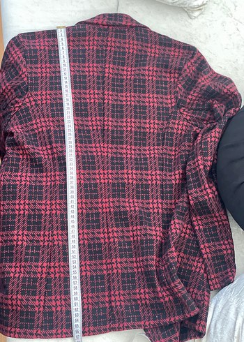 xl Beden bordo Renk Bordo Ekose Desenli Kadın Blazer Ceket
