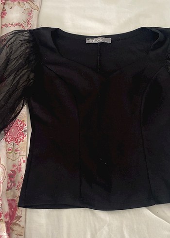 Uzun Kollu Siyah Gotik Mini Bluz - Görsel 2