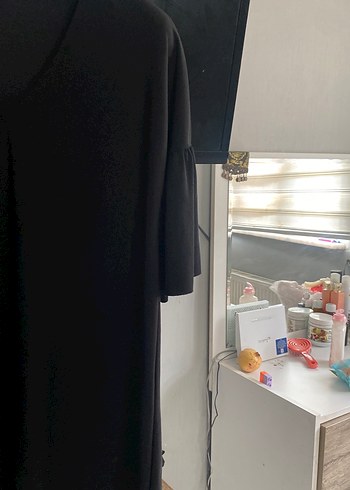 Siyah V Yaka Salaş Triko Elbise - Görsel 2