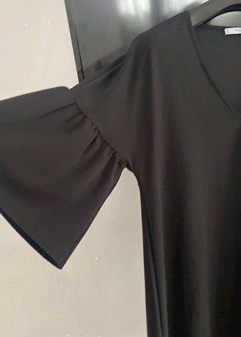 Siyah V Yaka Salaş Triko Elbise - Görsel 3