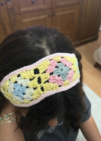 Pastel Renkli Dantel Detaylı Örgü Saç Bandı - Görsel 2