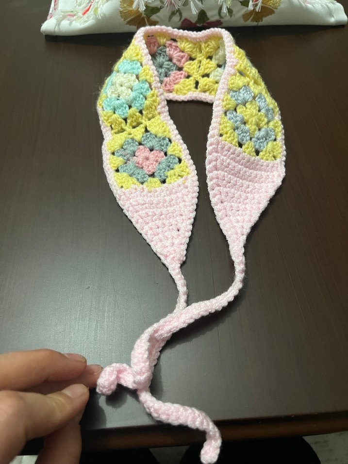 Pastel Renkli Dantel Detaylı Örgü Saç Bandı - Görsel 4