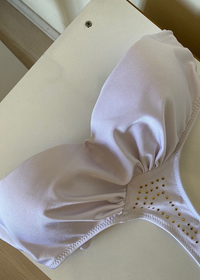 Beyaz straplez Mayokini - Görsel 3