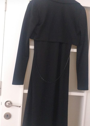 bayan Zincir Detaylı Siyah elbise cepkenli model - Görsel 2