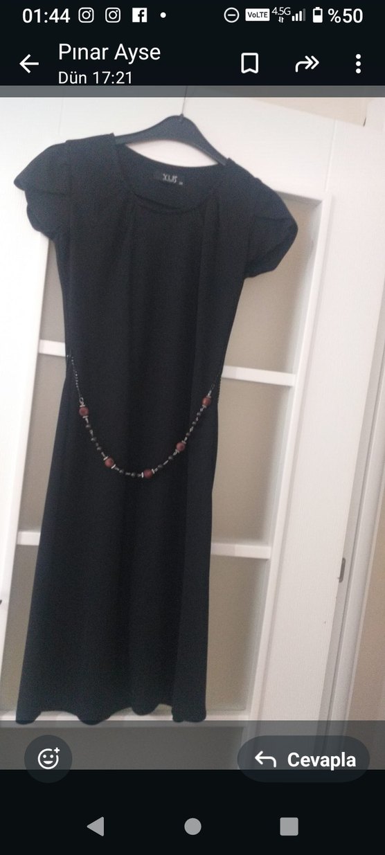 bayan Zincir Detaylı Siyah elbise cepkenli model - Görsel 3